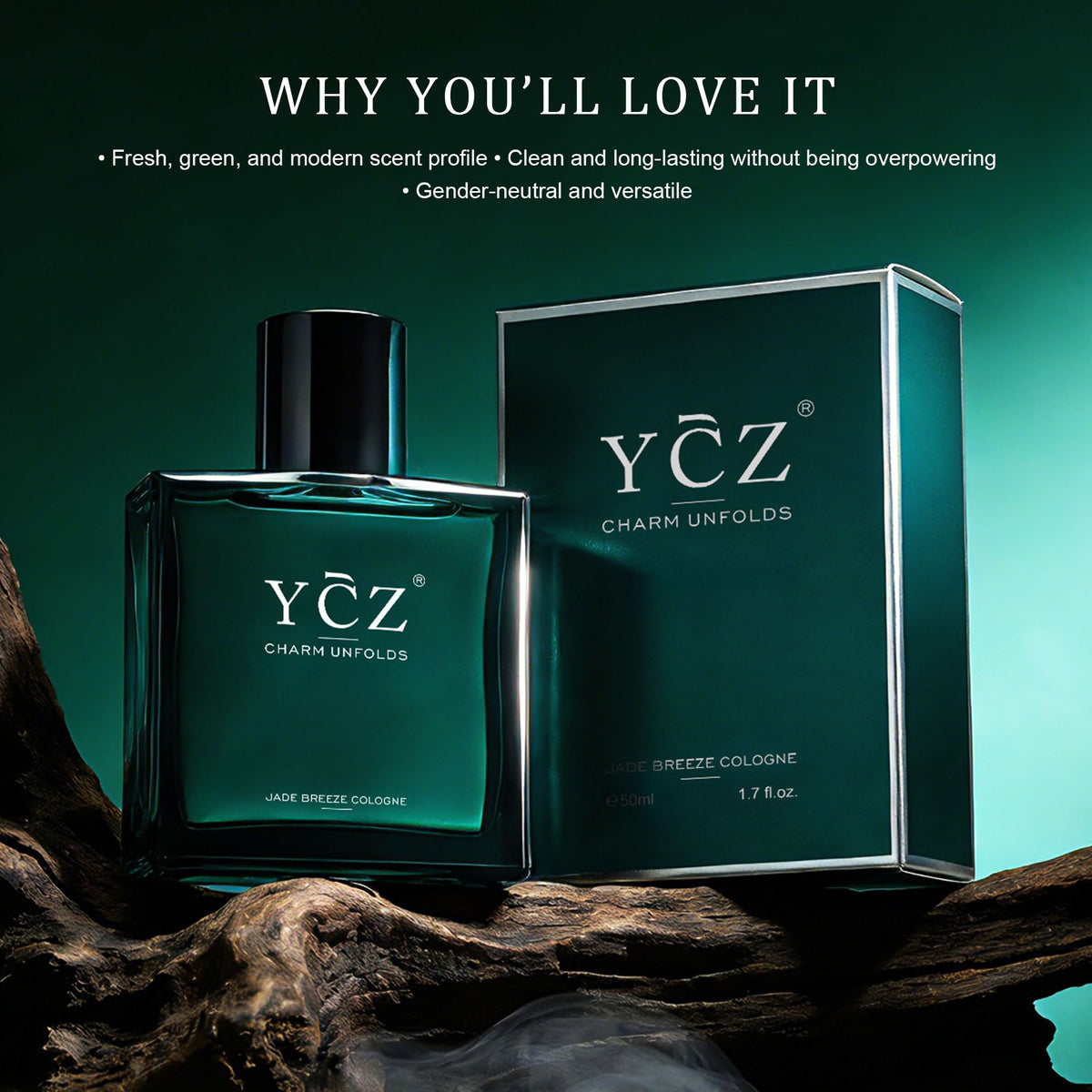 Ycz Midnight Marine Eau de Parfum for Men, 1.7 Fl Oz (50 mL), Long-Lasting Cologne, Fresh Marine & Woody Fragrance with Grapefruit, Ginger and Cedar Notes for Daily Wear, Date Night and Gifts