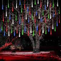 Kwaiffeo Christmas Lights Outdoor, 8 Tubes Meteor Shower Lights LED Snow Falling Icicle Cascading Light for Xmas Tree Wedding Decoration Party, UL Plug, White