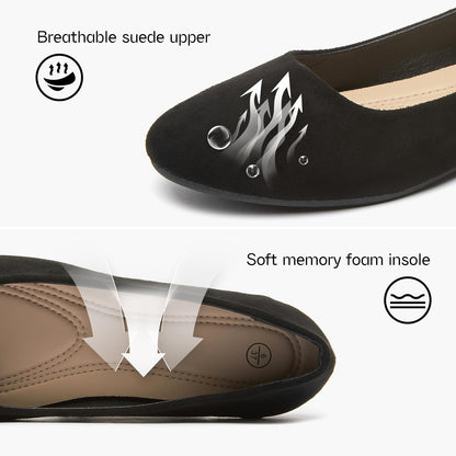 Shupua Flats for Women Round Toe Black Ballet Flats Work Shoes, Size 7Shupua Flats for Women Round Toe Black Ballet Flats Work Shoes, Size 7