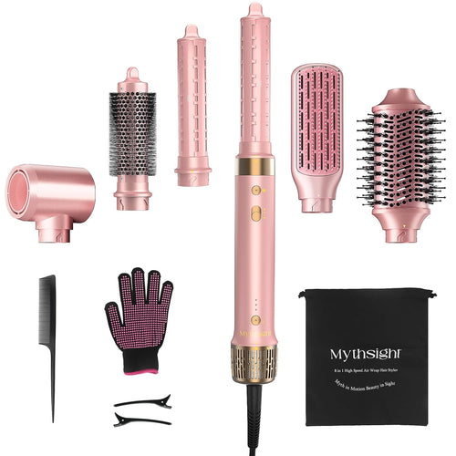 StyleVibe 6-in-1 Air Styler, Hair Dryer & Blow Dryer Brush with Auto Wrap Curl L/R, Fast Drying, Smooth Blowouts, Root-Lift Volume, No Heat Damage Frizz-Free Thermal Brush with Travel Bag