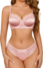 Avidlove Lingerie Sets for Women Sexy Underwire Bra and Pany Set Floral Lace 2 Pieces Underwear Satin Lingerie Outfit