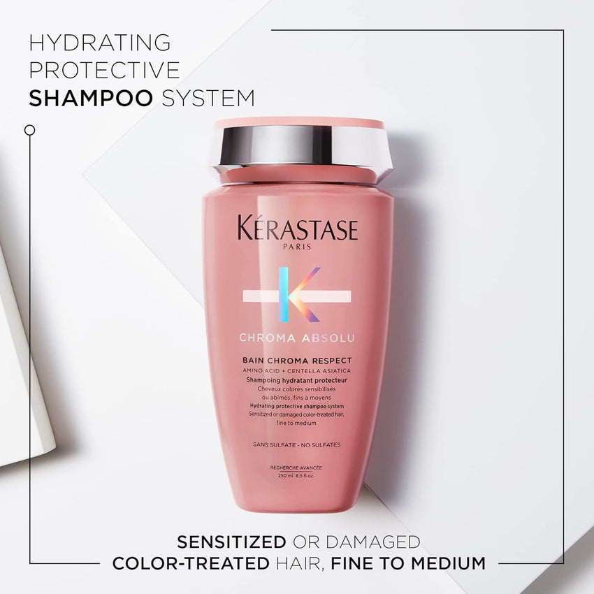 kerastase Chroma Absolute Chroma Respect Shampoo For Sensitized or Damaged Color-Treated Hair - Protects and Hydrates Fine To Medium Hair with Glycerin and Hyaluronic Acid