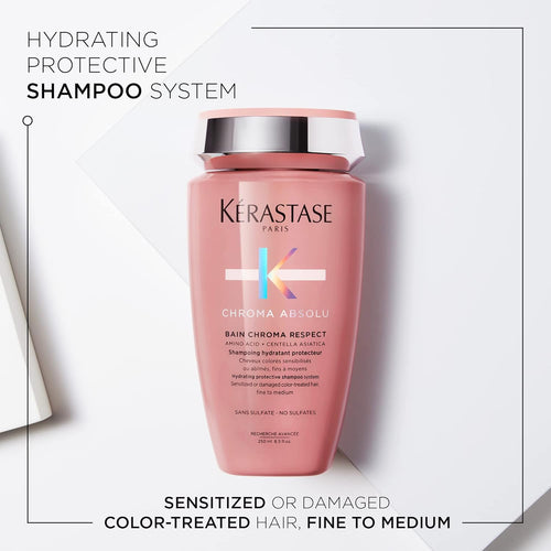 kerastase Chroma Absolute Chroma Respect Shampoo For Sensitized or Damaged Color-Treated Hair - Protects and Hydrates Fine To Medium Hair with Glycerin and Hyaluronic Acid