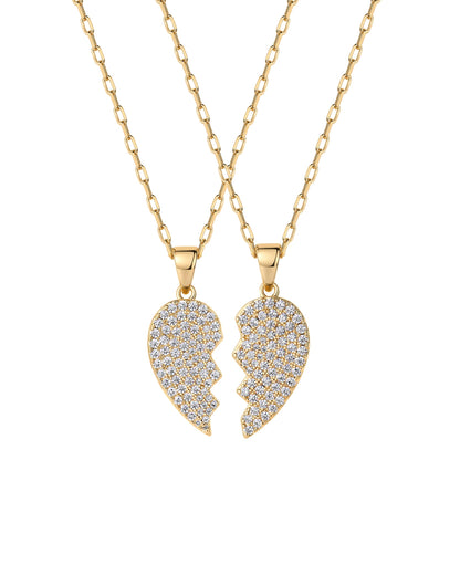 PAVOI 14K Gold Plated Cubic Zirconia Heart Necklace | Cute Dainty Love Pendant Necklaces for Women - Valentines Day Trendy Jewelry