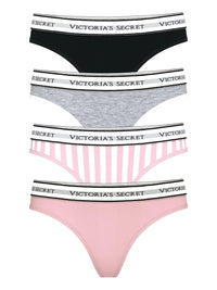 Victoria's Secret Women's Cotton Logo Thong Underwear, Panties for Women, Multi Pack (XS-XXL)