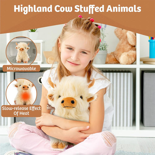 Marysun Microwavable Highland Cow Stuffed Animal - Weighted Stuffed Animal Plush, Heating Pad, Cozy Gift for Girls|Women|Kids|Elderly People
