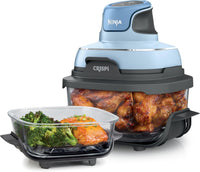 Ninja Crispi 4-in-1 Portable Glass Air Fryer Cooking System, 1500W, 4QT & 6-Cup TempWare Glass Containers with Storage Lids, Microwave, Freezer & Dishwasher Safe, Cyberspace Gray, FN101GY