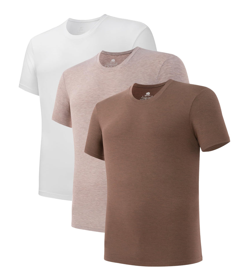 DAVID ARCHY Men's Undershirt Bamboo Rayon Moisture-Wicking Crewneck T-Shirts Stretch Tees for Men, 3 or 5 Pack