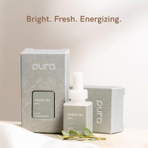 Pura Smart Home Air Diffuser Fragrance - Smart Scent Refill - Up to 120-Hours of Premium Fragrance per Refill for Home, Office & Apartment - 4 Pack, White Tea No. 1