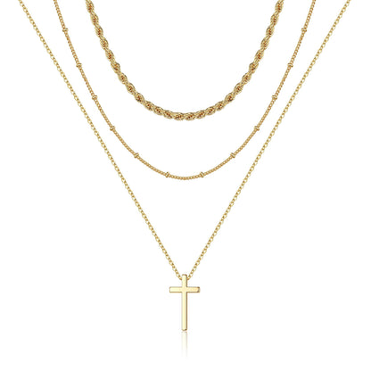 Turandoss Dainty Layered Choker Necklace, Handmade Y Pendant Necklace Multilayer Bar Disc Necklace Adjustable Layering Choker Necklaces for Women