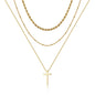 Turandoss Dainty Layered Choker Necklace, Handmade Y Pendant Necklace Multilayer Bar Disc Necklace Adjustable Layering Choker Necklaces for Women