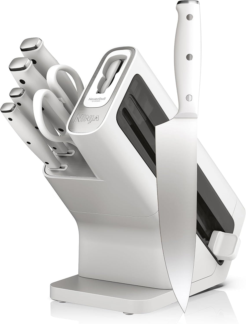 Ninja K32017 Foodi NeverDull Premium Knife System, 17 Piece Knife Block Set with Built-in Sharpener, German Stainless Steel Knives, Black