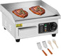 VEVOR Commercial Electric Griddle, 1600W Countertop Half-Flat Top Grill, 22in Stainless Steel Griddle Grill with 2 Shovels and 2 Brushes for Home or Restaurant, 122℉-572℉ Adjustable Temp