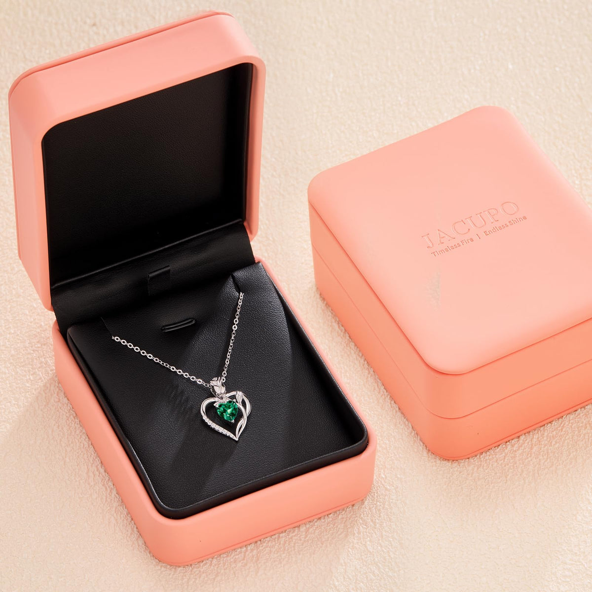 Women's Heart Pendant Necklace – 1.2CT Moissanite or Lab-Grown Sapphire, Ruby & Emerald