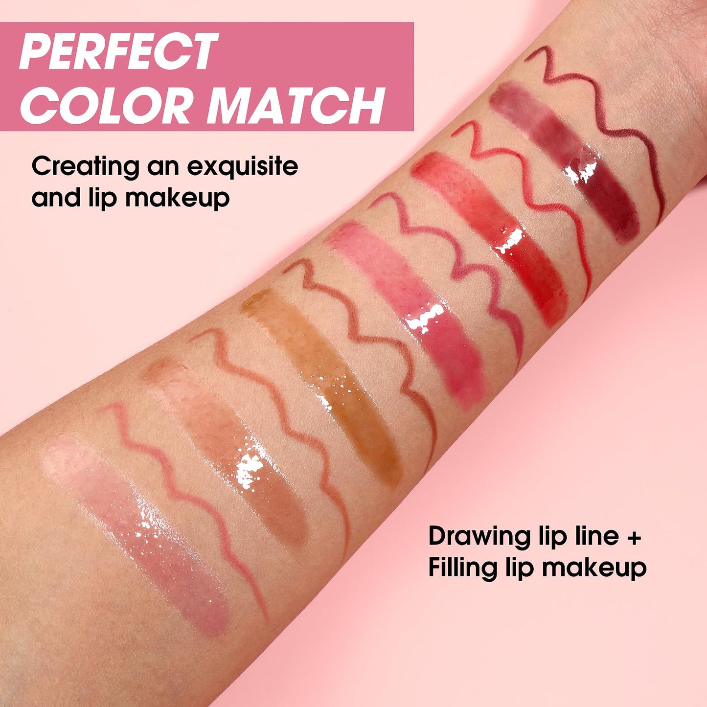 Jolilab Matte Lip Liner Lip Oil Set, Lip Makeup Set Natural Smooth Long-Lasting And Hydrating Beauty Daily Cosmetics Gift for Girls Easy-to-Use（12pcs）