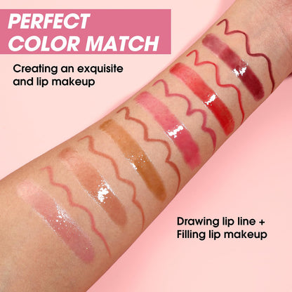 Jolilab Matte Lip Liner Lip Oil Set, Lip Makeup Set Natural Smooth Long-Lasting And Hydrating Beauty Daily Cosmetics Gift for Girls Easy-to-Use（12pcs）