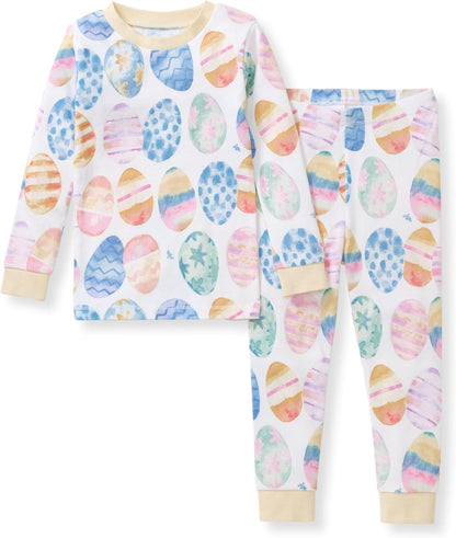 Burt's Bees Baby Girls' Pajamas, 2-Piece Long Sleeve Tee and Pants Organic Cotton PJ Set