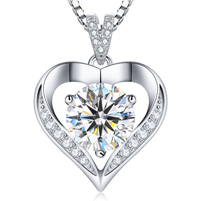 Luxury Moissanite Heart Necklace for Women – 925 Sterling Silver Heart Pendant, Sparkling Jewelry Gift for Wife, Girlfriend, Mom & Daughter