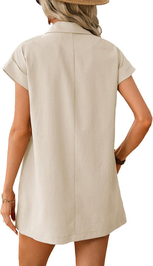 Mina Self 2024 Summer Short Sleeve Blazer Jacket for Women Lightweight Casual Fashion Long Work Office Suit Pockets