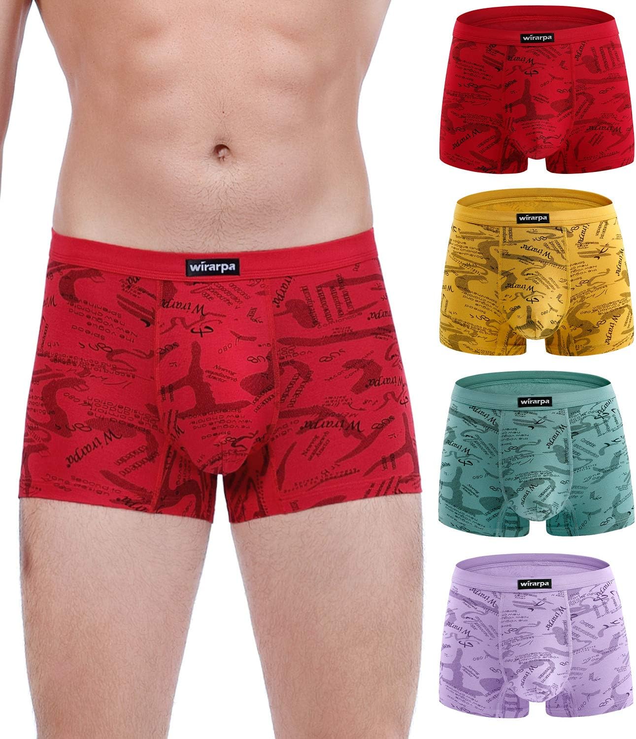 wirarpa Men's Breathable Modal Microfiber Trunks Underwear Covered Band Multipack