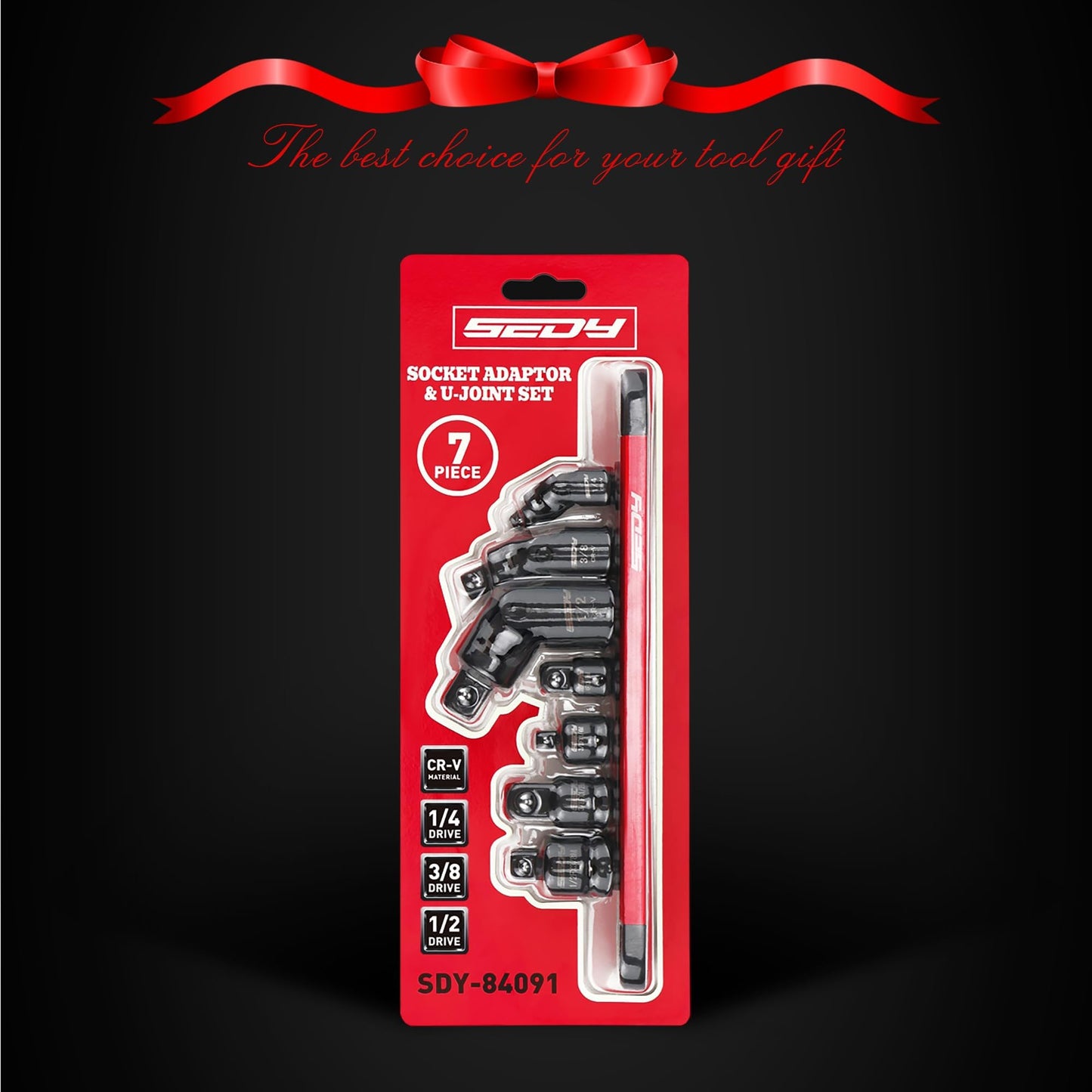 Impact Universal Joint-Socket Swivel Set: 3-Piece 1/2", 3/8", 1/4" Flexible Socket Swivel Set Premium CR-MO Steel U Joint Adapter Wobble