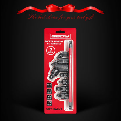 Impact Universal Joint-Socket Swivel Set: 3-Piece 1/2", 3/8", 1/4" Flexible Socket Swivel Set Premium CR-MO Steel U Joint Adapter Wobble