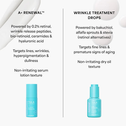 TULA Skin Care A+ Renewal Advanced Retinal + Peptides Serum - Nightly Facial Serum, Boosts Radiance and Hydrates, 1.01 Fl. oz.