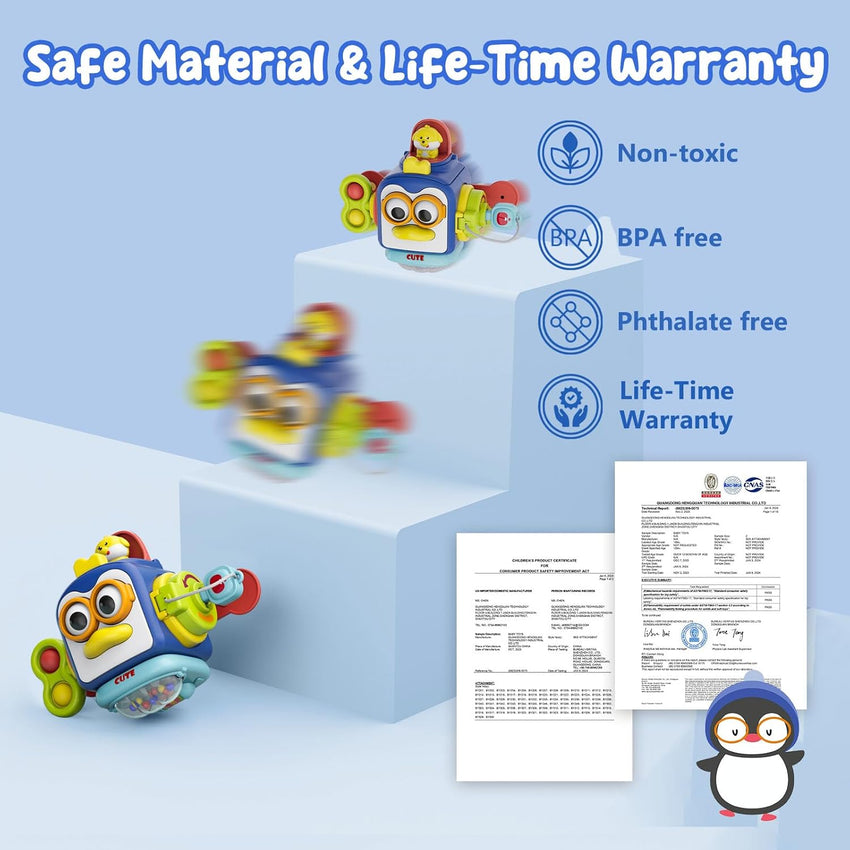 Montessori Toys for 1 Year Old,Sensory Toys for Toddlers 1-3,Baby Travel Activities Busy Board Cube,Fine Motor Skills Educational Toys,Birthday Gift for Kids Aged 6, 9, 10, 12, 18 Months