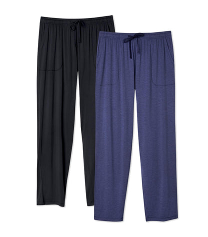 DAVID ARCHY Mens Pajama Pants Bamboo Rayon Lightweight Sleep Bottoms, Breathable Lounge Pants with Pockets Comfy PJs, 2 Pack