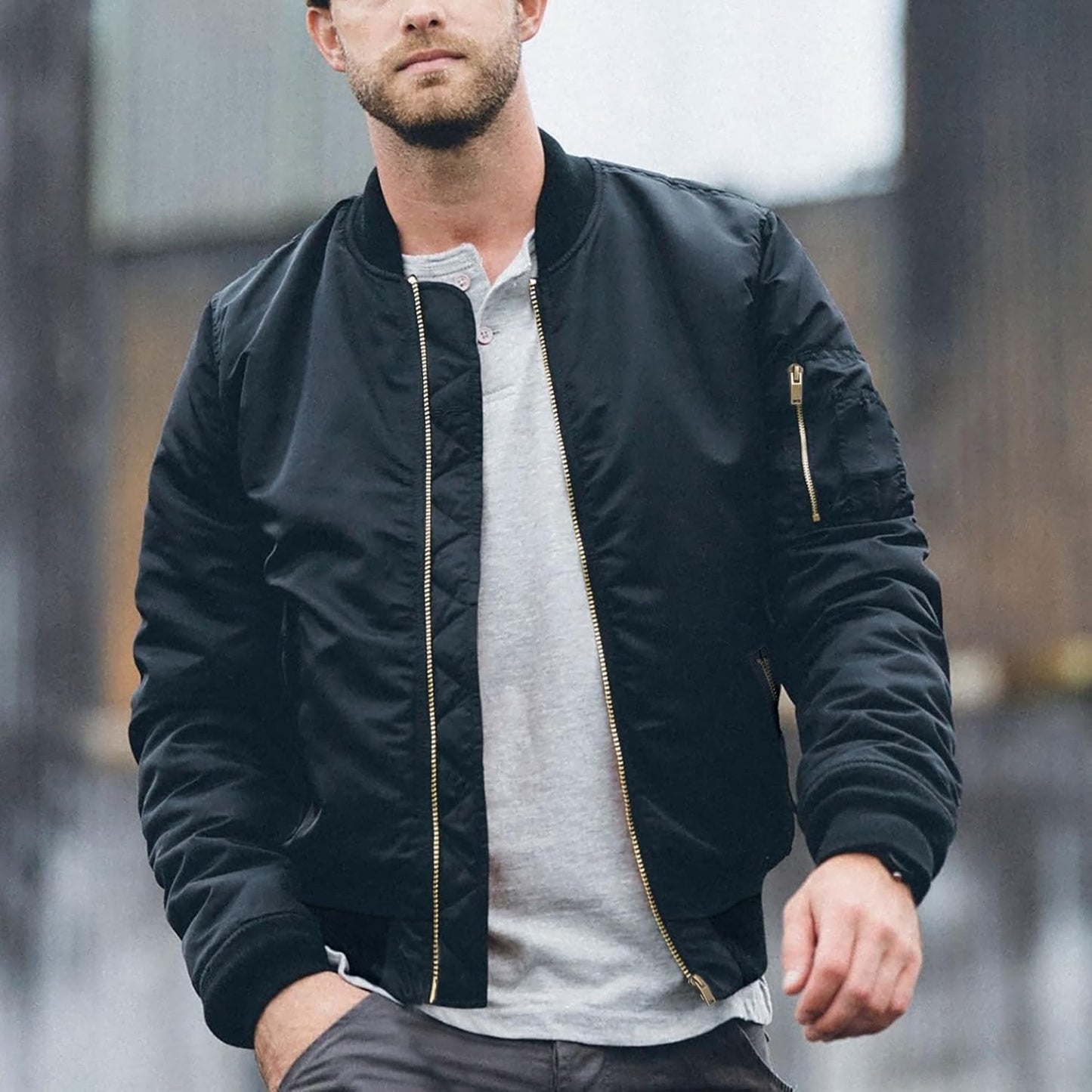 7DAY'S Men's Jackets-Bomber Jacket Fall Winter Warm Windbreaker Full Zip Casual Padded Coats