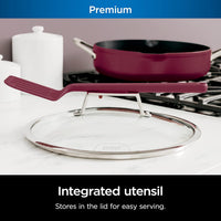 Ninja, Cookware, Steamer, Strainer Basket, Glass Lid and Spatula, Foodi NeverStick PossiblePan, Premium Set with 4-Quart Capacity Pan, Nonstick, Durable, Oven Safe Cookware, Cherry Tart, CW102RD