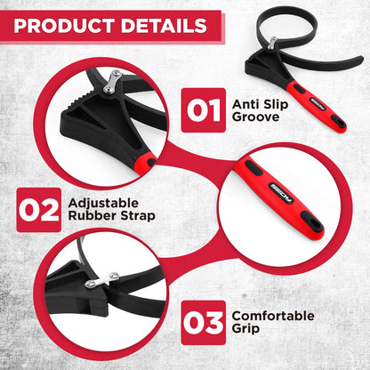 2-Piece Rubber Strap Adjustable Wrench Set Diameter 4" and 6", Oil Filter Pipe Jar Opener Strong Grip Plumbers Universal Spanner for Drain Sewer Cap Sink Pliers Nut Shower Head Valve Removal