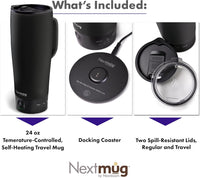 Nextmug Ultra - Temperature-Controlled, Self-Heating Travel Mug (Black - 24 oz.)