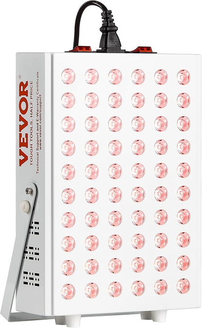 VEVOR Red Light Therapy for Body Face, 60 Dual-Chip LEDs, Red 660nm & Near Infrared 850nm Combo, High Power Red Light Therapy Panel for Recovery, Pain Relief, Wound Healing, Skin Health, 80W