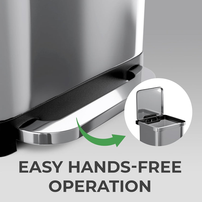 EconoHome 20 Gallon Stainless Steel Large Kitchen Trash Can with Foot Pedal, Soft Close Lid, and Trash Bag Retainer Rim