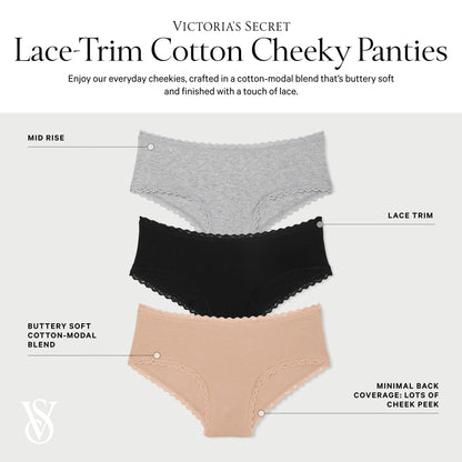 Victoria's Secret 7-Pack Lace-Trim Cotton Cheeky Panties