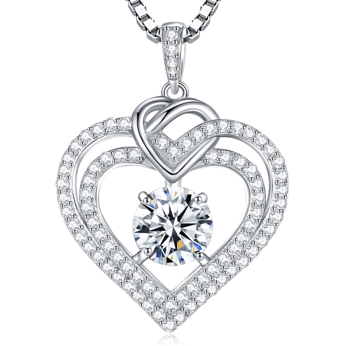 Luxury Moissanite Heart Necklace for Women – 925 Sterling Silver Heart Pendant, Sparkling Jewelry Gift for Wife, Girlfriend, Mom & Daughter