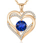 Personalized Double Heart Birthstone Necklace for Women – Sterling Silver Gift