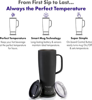Nextmug Ultra - Temperature-Controlled, Self-Heating Travel Mug (Black - 24 oz.)