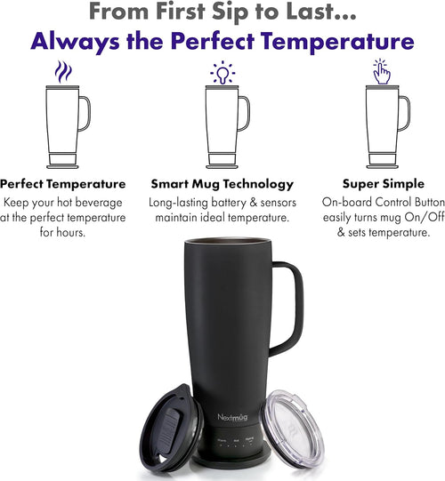 Nextmug Ultra - Temperature-Controlled, Self-Heating Travel Mug (Black - 24 oz.)