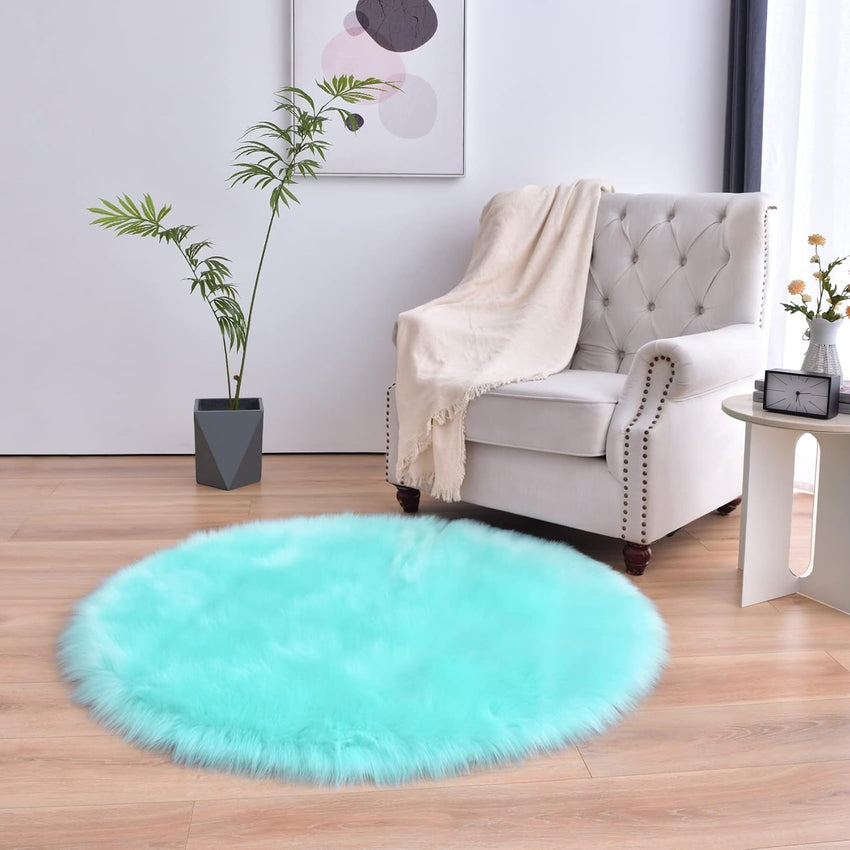 duduta White Faux Sheepskin Throw Rug 2x3 ft, Fluffy Shag Fur Chair Cover Small Bedside Dorm Rug Non Slip Washable