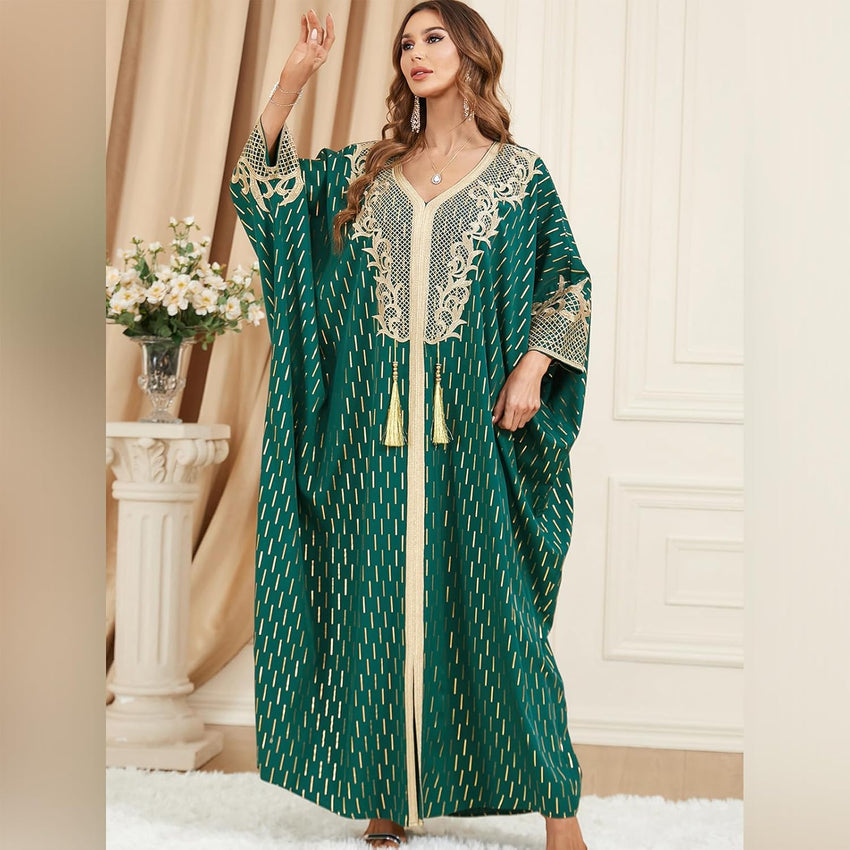 ODIZLI Muslim Abaya for Women Long Dresses Dubai Pendant Bat Sleeves Turkey African Caftan Vest