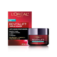 L'Oreal Paris Revitalift Triple Power Anti-Aging Face Moisturizer, Pro Retinol, Hyaluronic Acid & Vitamin C, Reduce Wrinkles 2.55 Oz