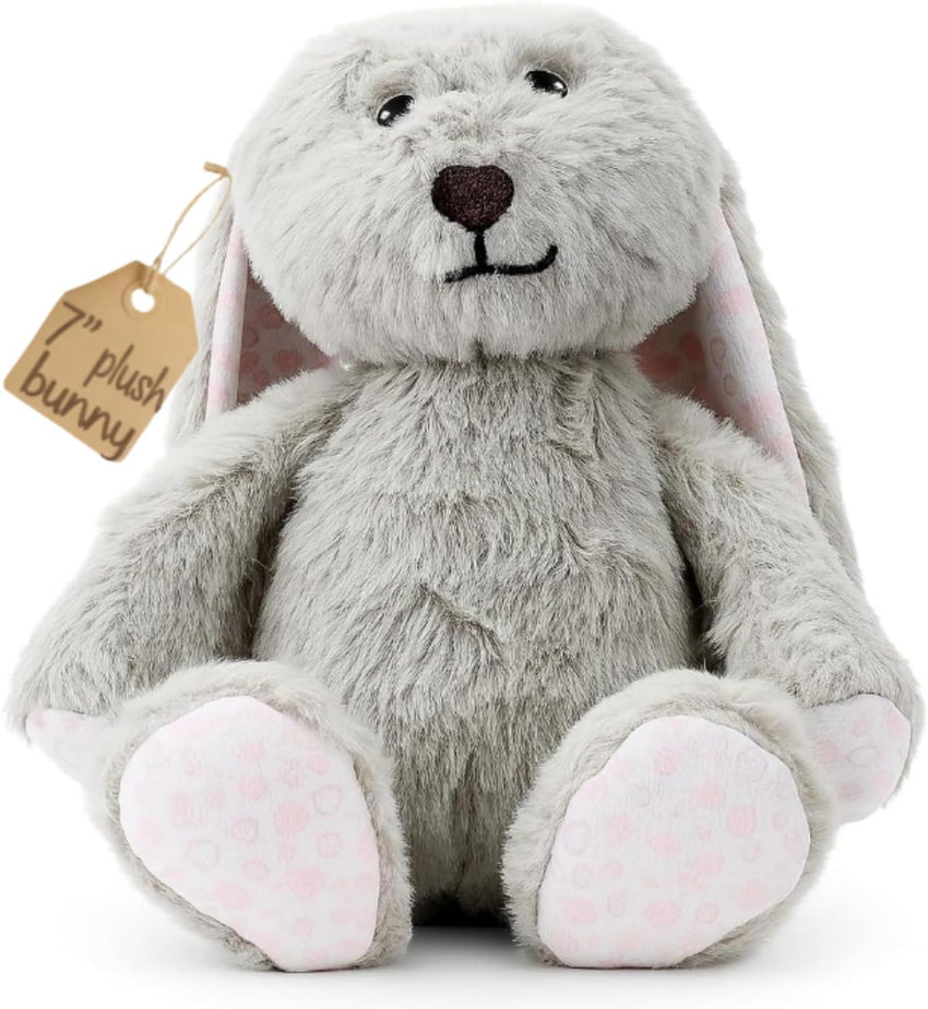 Stuffed Bunny Plush 7 Inch (Gray) - Easter Bunny Stuffed Animal - Adorable & Cuddly Rabbit Toy - Soft and Cute Plushies - First Easter Children's Gifts - Rabbit Toys for Kids