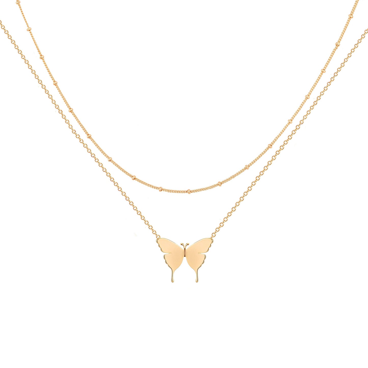 MEVECCO Layered Heart Necklace Pendant Handmade 18k Gold Plated Dainty Gold Choker Arrow Bar Layering Long Necklace for Women