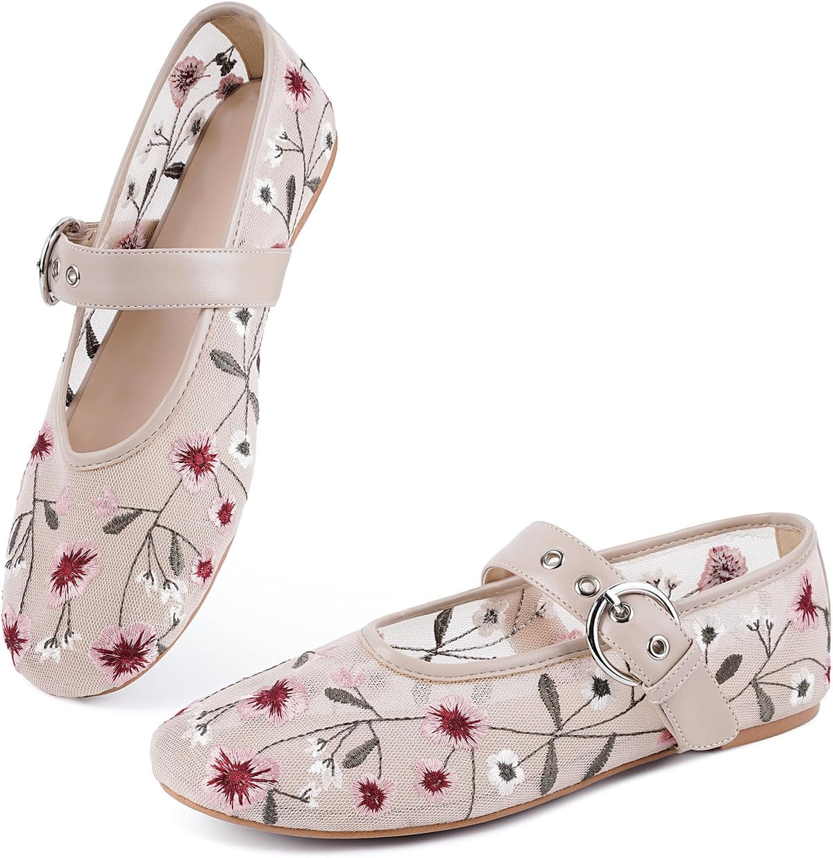 Gothictor Women's Mesh Ballet Flats Round Toe Leopard Mary Jane Shoes Women | Cushioned Comfort, Easy to Style, Buckle Strap, Cheetah Print, Ballerina, Breathable, Lightweight, Dressy Casual, Non-Slip