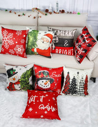 Christmas Decorations Set of 4 Double-Sided Print Christmas Pillow Covers 18" x 18", with 8 Cute Patterns, Throw Pillow Covers Perfect for Home Christmas Decor