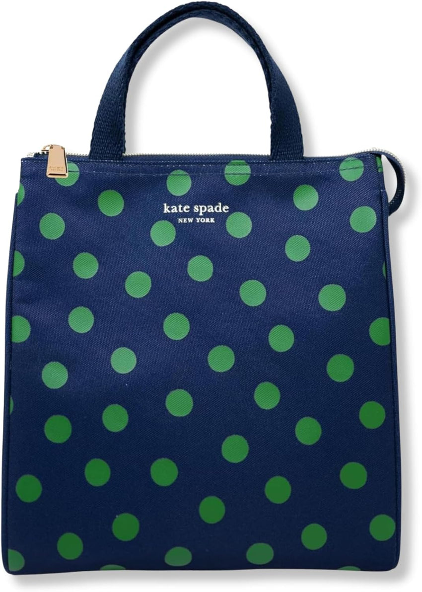 Kate Spade New York, Portable Soft Cooler Lunch Bag with Silver Insulated Interior Lining and Storage Pocket, Joy Dot