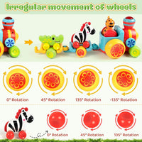 Marstone Baby Toys for 1 2 Year Old Boys and Girls Gifts, Forest Train Car Set for Toddlers 1-2, Push Animal Baby Toys 12-18 Months, Learning Toddler Toys for 1-3 Yr Old Boy Birthday Gift