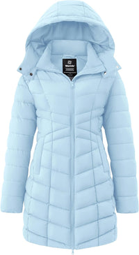 wantdo Women's Puffer Jacket Warm Padded Winter Coat Long Quilted Jacket (Available in Plus Size)